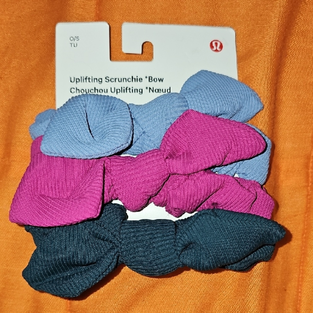 Lululemon Uplifting Scrunchie Bow!! 3 Pack!! Gorgeous! BLWL/RIPR/WRTL